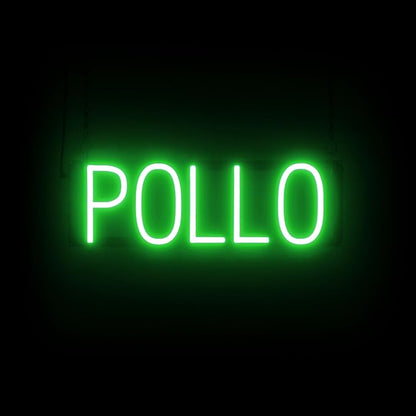 SpellBrite POLLO Sign | Mexican Food-Related Sign with Neon Look, Green LED Light Source | 19.7" x 6.3"