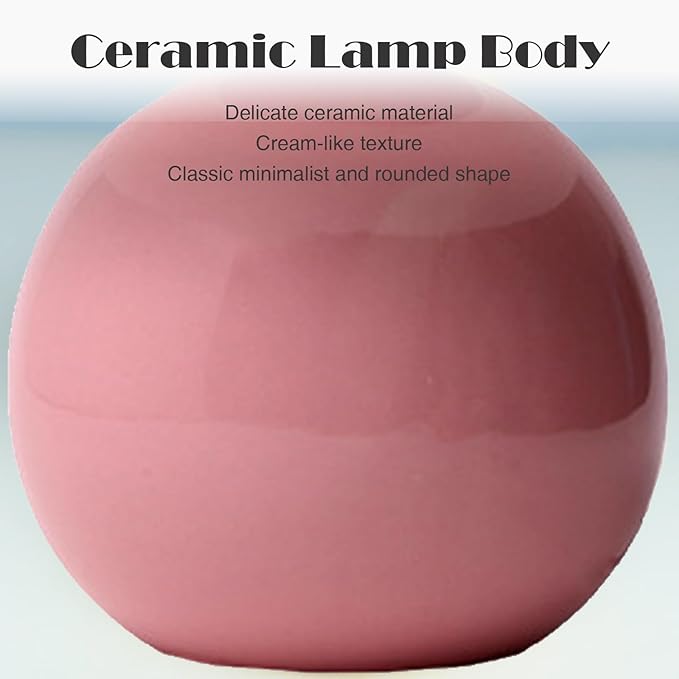 Cute Small Mushroom Lamp, PE Lampshade, Ceramic Spherical Base, Adjustable Light Color and Brightness, Safe USB Powered, Energy-Saving LED Mushroom Light for Bedroom Living Room (Pink)