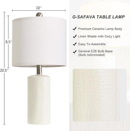 20.5" Small Table Lamps for Living Room Lamp Set of 2 Ceramic Lamps for Bedroom Bedside Lamps Modern Boho Lamps for Night Stands Farmhouse Nightstand Lamp Side End Table Lamp, White