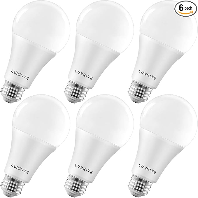 LUXRITE A21 LED Bulbs 150 Watt Equivalent, 2550 Lumens, 4000K Cool White, Dimmable Standard LED Bulb 22W, Energy Star, E26 Medium Base - Indoor and Outdoor (6 Pack)
