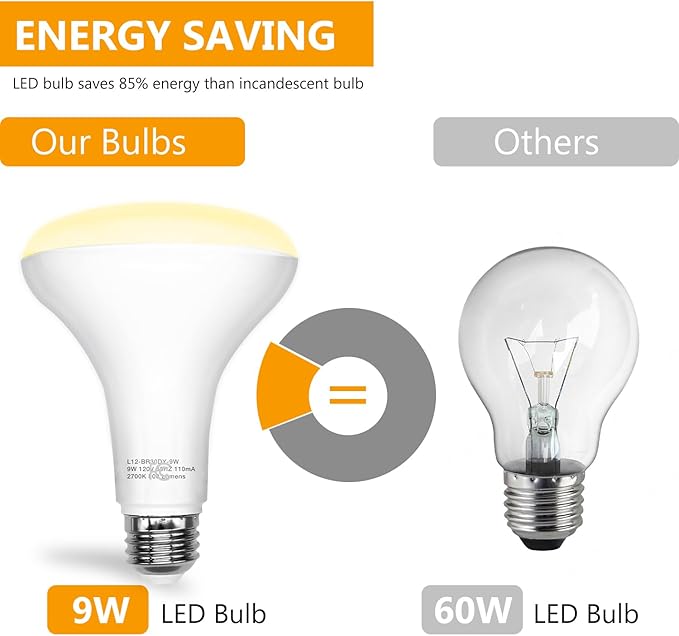DAYBETTER BR30 led Light Bulb, Dimmable LED Bulbs 65W Equivalent, 2700K Warm White Light Bulbs Indoor Flood Light for Bedroom Kitchen Living Areas Hallway, 800 Lumens, E26 Standard Base, 24 Pack