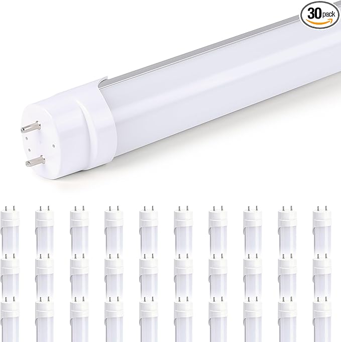 H&B Luxuries 4FT LED T8 Ballast Bypass Type B Light Tube, 18W, Single-Ended & Dual-Ended Connection, 2340LM, G13 Base,T8 T10 T12 Fluorescent Bulbs Replacement, UL & DLC - 4000K (30Pcs)