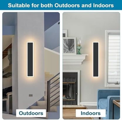 2-Pack 36inch Long Outdoor Modern LED Wall Light, Exterior LED Wall Lighting Fixture, IP65 Waterproof Wall Lamps, Dimmable 30W 2700LM Black Wall Sconce, 3000K/4000K/5000K Selectable, ETL