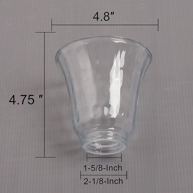 4 Pack Clear Hammered Glass Shade, Bell Shaped Light Fixture Replacement Globe or Cover with 2-1/8-Inch Fitter for Ceiling Fan Light Chandelier Wall Sconce, G0014