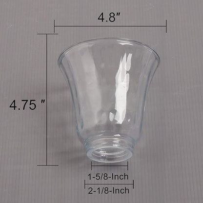 4 Pack Clear Hammered Glass Shade, Bell Shaped Light Fixture Replacement Globe or Cover with 2-1/8-Inch Fitter for Ceiling Fan Light Chandelier Wall Sconce, G0014