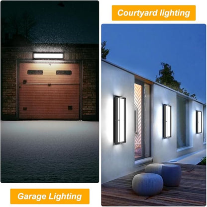 Sytmhoe Outdoor Wall Lights, 23.6in 10%-100% Dimmable 6000K LED Modern Patio Wall Light Fixture, Aluminum&PC Black Exterior Sconce Wall Mounted Lights,Suitable for Garage Courtyard House(6000K)