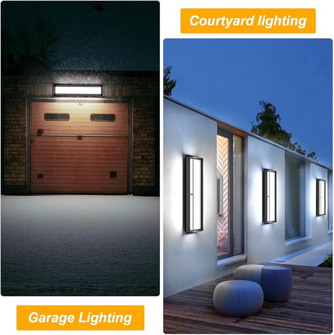 Large Outdoor Wall Lights,10%-100% Dimming LED Wall Sconce Light,3000k 4500K 6000k,23.6in LED Exterior Light Fixture,IP65 Matt Black Fixture for Commercial and Residential(2Pack)