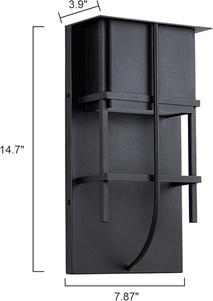 Modern Outdoor Wall Light 14.7'' Integrated LED Down Outdoor Wall Sconce Black Exterior Light Fixtures Suit for Any Locations