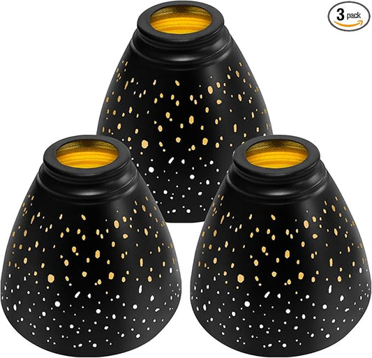 Ceiling Fan Light Covers, 3 Pack Pendant Light Shade Replacement with 1-5/8" Fitter, ALUCSET 4.7" Height and 6" Diameter, Metal Bell Shaped Cover for Chandelier Pendant Light (Dilated)