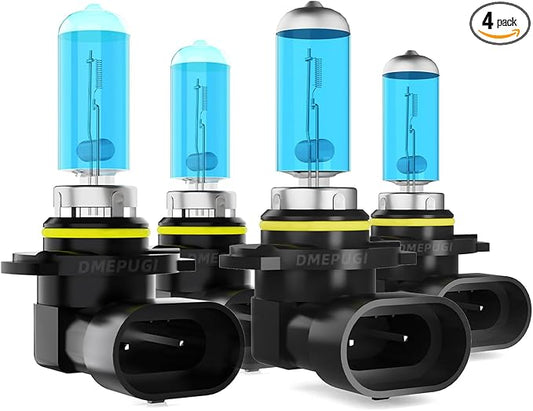 Compatible with Chevy Chevrolet silverado 1500/2500 HD 2001-2006 halogen headlight bulbs, 9005/HB3/H10 high beam+9006/HB4 low beams,car light bulb，6000K White Light,Plug N Play,Pack of 4