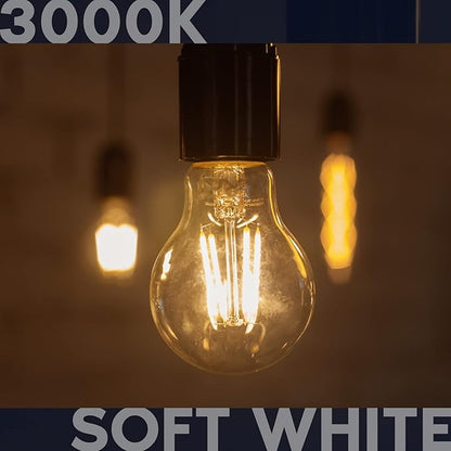 LUXRITE Vintage A19 LED Light Bulbs 100 Watt Equivalent, 1600 Lumens, 3000K Soft White, Dimmable Edison Light Bulbs, 12W, Damp Rated, UL Listed, Clear Glass Filament Bulb, E26 Medium Base (4 Pack)