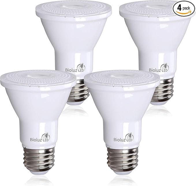 Bioluz LED 4 Pack PAR20 LED Bulbs 3000K Soft White Dimmable 50 Watt Equivalent Using 7W, Spot Light Bulb E26 Base 40 Degree Beam Angle UL Listed FCC RoHS Compliant