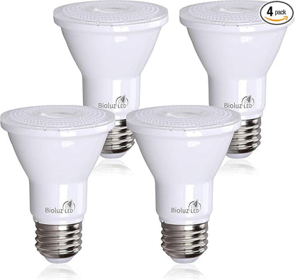 Bioluz LED 4 Pack PAR20 LED Bulbs 3000K Soft White Dimmable 50 Watt Equivalent Using 7W, Spot Light Bulb E26 Base 40 Degree Beam Angle UL Listed FCC RoHS Compliant
