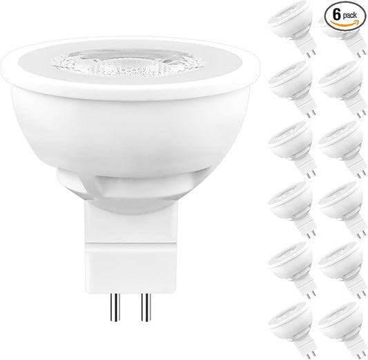 LUXRITE MR16 LED Bulb 50W Equivalent, 12V, 3500K Natural White Dimmable, 500 Lumens, GU5.3 LED Spotlight Bulb 6.5W, Enclosed Fixture Rated, Perfect for Track and Home Lighting (12 Pack)
