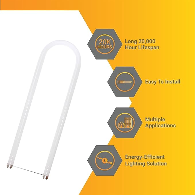 Diodesy- U-Bend T8 Fluorescent Tube Light Bulb 32W 3000 Lumens 3000K Soft White G13 Miniature Bi-Pin Base Rohs Compliant Pack of 12- U Shaped Linear Replacement Lamp