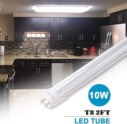 JESLED 24 Inch LED Tube Light, 2FT T8 Hybrid Type A+B, 10W 1120LM 5000K Daylight, Plug & Play or Ballast Bypass, F17T8 Fluorescent Replacement, Clear Cover, 12 Pack, ETL Listed