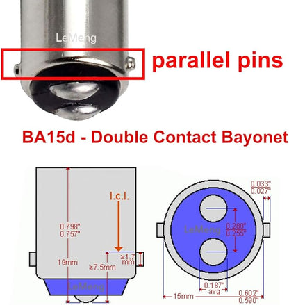 12V BA15D LED Bulb 1076 1142 1176 1004 S8 3W 300Lm 2700K Warm White,DC Bayonet Double Contact Base, RV Camper Motorhome Marine Boat Trailer Landscape Deck Step Path Light, Pack of 4
