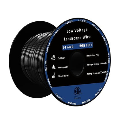 Low Voltage Landscape Lighting Wire - Outdoor Direct Burial Underground Low-Energy Circuit Cable (14/2 Black, 265ft)