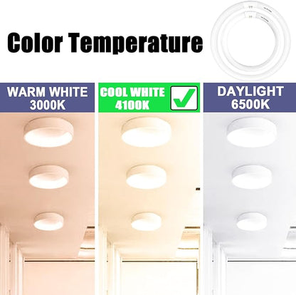 FC16T9/CW 40 Watt and FC12T9/CW 32W Set Cool White, 16'' T9 40 Watt Circline Light Bulbs, 12 inch 32W Circular Fluorescent Tube, Round Fluorescent Bulb CRI 82, 4100K, 5300 Lumen G10q