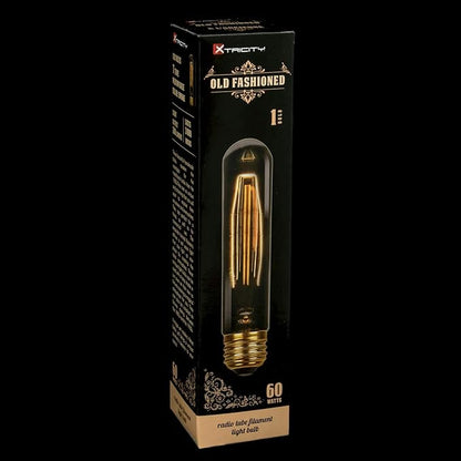 Xtricity T9 Vintage Incandescent Amber Filament Bulb, Radio Tube, Edison Style, 60W, 200 Lumens, E26 Medium Base, Dimmable (4 Pack)