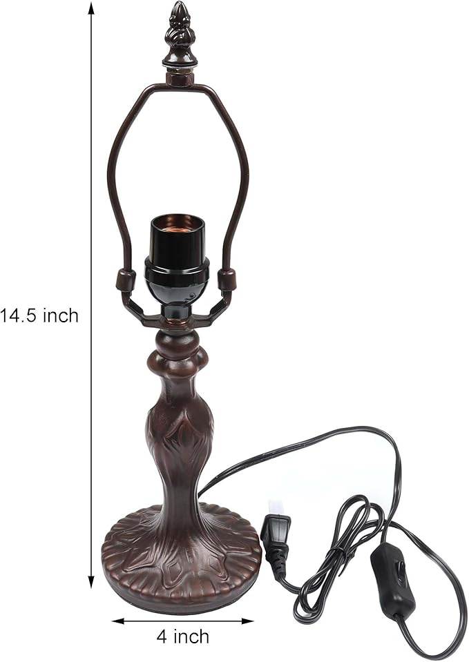 Bieye B10718 Antique Brown Table Lamp Base with E26 Light Socket, 4" Wx14.5 H