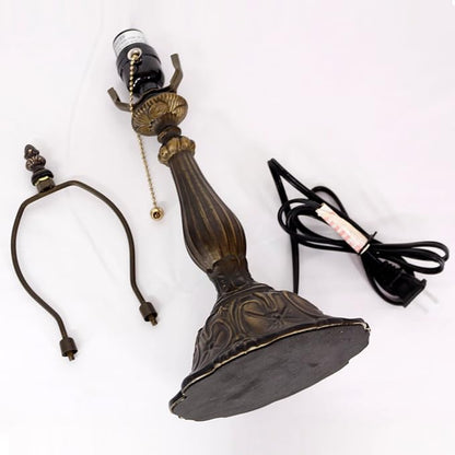 Table Lamp Base Replacement Only, Wide 6 Height 18 Inch, Fit for 8, 10, 12 Inch Tiffany Style Stained Glass Lampshade, Dark Bronze Finish,Resin, Push Switch On Cord