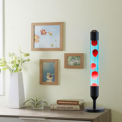 24.4-Inch Relaxing Liquid Motion Lamps,Magma Lamps, Home Decor Living Room Office Bedroom Lamp ((Red Wax Blue Water/Black))