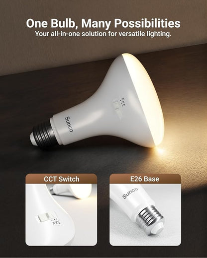 Sunco 12 Pack BR30 Light Bulbs LED, Recessed Can Light Bulbs, Indoor Flood Bulb, 850 LM, 11W (65W Equivalent), Selectable CCT 2700K/3000K/5000K, Dimmable, E26 Base, for Home, Kitchen, Bedroom UL