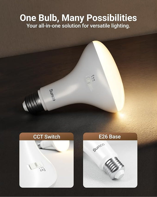Sunco 12 Pack BR30 Light Bulbs LED, Recessed Can Light Bulbs, Indoor Flood Bulb, 850 LM, 11W (65W Equivalent), Selectable CCT 2700K/3000K/5000K, Dimmable, E26 Base, for Home, Kitchen, Bedroom UL