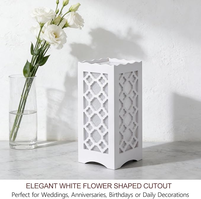 Bright Zeal 9" Tall LED Table Lamp with Flower Shaped Carving (Battery & USB Operated) - LED Desk Lamps Rechargeable with USB Charging Port - White Lamps Decorative Indoor Lights Lights