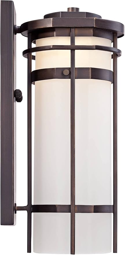 Possini Euro Design Theola Modern Outdoor Wall Light Fixture Bronze LED 12 3/4" Etched Glass Shade for Exterior Barn Deck House Porch Yard Patio Outside Garage Front Door Garden Home Roof Lawn