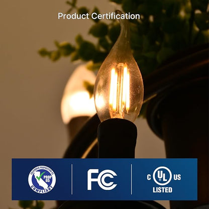 FLSNT LED 60 Watts Equivalent Chandelier Light Bulbs, CA11 Dimmable Filament Clear LED Candelabra Bulbs, E26 Medium Base, 2700K Soft White, 6 Pack UL,CA65 Listed.