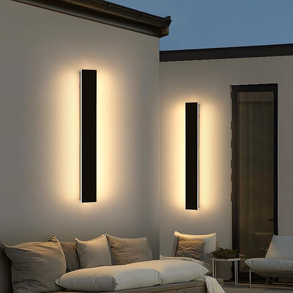 2 Pack Outdoor Wall Mounted Light, 31.4inch Modern Black Long Exterior Sconce, 3 CCT 3000K/4500K/6000K, 31W, IP65 Waterproof Porch Lighting for Patio, Yard, Garage, House