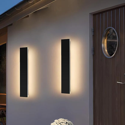 Mikeru 2 Pack Upgraded 23.6" Long LED Wall Sconce, 4.3" Wide IP65 Waterproof Outdoor Wall Lights, 3000K Warm White Exterior Lighting Fixtures for Front Porch, Garage, Basement & Patio