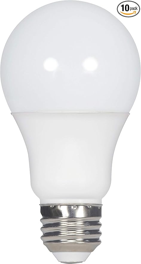 Satco S11410 9.5-Watt A19 LED Light Bulbs, 60-Watt Replacement, 3000K Warm White, 760 Lumens, 10 Pack