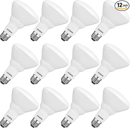 LUXRITE 12-Pack BR30 LED Bulb, 65W Equivalent, 2700K Warm White, Dimmable, 650 Lumens, LED Flood Light Bulbs, 8.5W, Energy Star, E26 Medium Base, Damp Rated, Indoor/Outdoor - Living Room and Kitchen