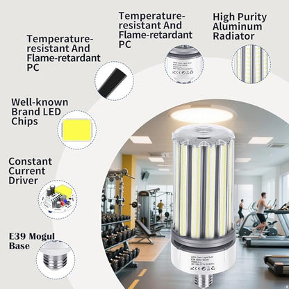 350W LED Corn Bulb 2 Pack, 1100W Equivalent, E39 Mogul Base Bulbs, 45,500 Lumen Replacement Metal Halide/HID/HPS Bulb,5000K Daylight for Garage Warehouse Factory Workshop