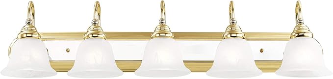 Livex Lighting 1005-25 Belmont 5-Light Bath Light, Polished Brass and Chrome, 36 x 8.5 x 8.5