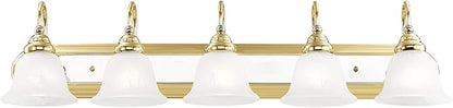 Livex Lighting 1005-25 Belmont 5-Light Bath Light, Polished Brass and Chrome, 36 x 8.5 x 8.5