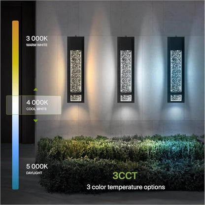 ASD LED 18" Bubble Glass Wall Light Fixture, Outdoor Dusk to Dawn Sconce | 3CCT, Waterproof, Photocell, ETL Listed | 12W 500LM 3000-5000K 120V | Exterior Lantern, Porch Lighting | Black, 4 Pack