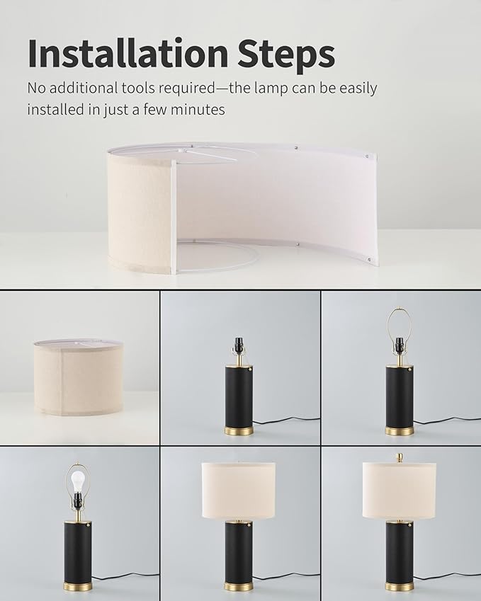 KDG 23.4" Orange PU Leather Table Lamps for Living Room Set of 2, 3 Level Brightness LED Modern Home Decor Fabric Lampshade Desk Lamp Lighitng for Bedroom, Bedside, Farmhouse, Nightstand, Night Light