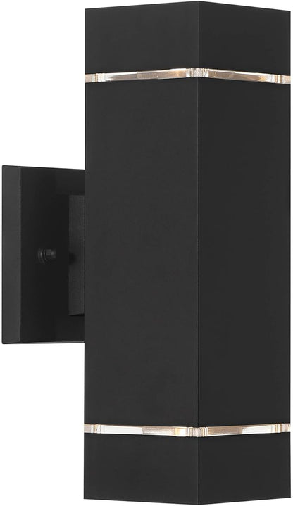 Possini Euro Design Skyridge 11 3/4" High Modern Outdoor Wall Light Fixture Mount Porch House Exterior Outside Set of 2 Up Down LED Bulb Weatherproof Black Aluminum Front Door Patio Garage Home