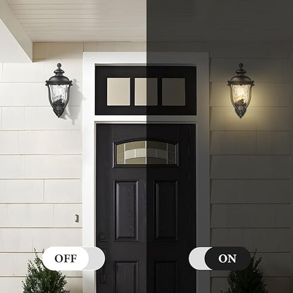 Wall Mounted Outdoor Light Fixtures,Water Ripple Glass Outdoor Lights,18.7Inch Exterior Light Fixtures Wall Mount,Vintage Style Waterproof Black Porch Light Outside Lights For House,Front Porch