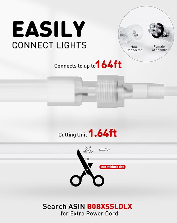 Shine Decor LED Rope Lights AC 120V, Connectable & Cuttable Dotless 120LEDs/M Eco Neon Strip Lighting, ETL IP65 Waterproof & Weather-Resistant for Home Commercial, 8x16mm, 2600K Warm White, 32.8FT