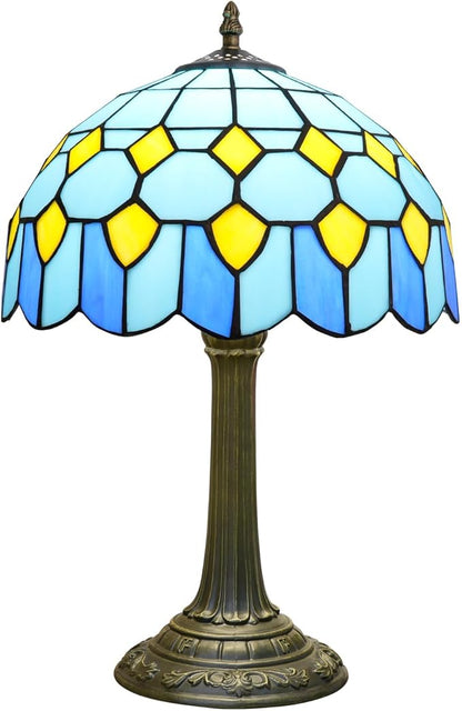 Tiffany Lamp Modern Design Blue Mediterranean Style Stained Glass Lamps Coastal Beach Theme Living Room Office Hotel Bar Kitchen Restaurant Bedroom Bedside Gift Home Decor 12X19 Inch end Table Lamp