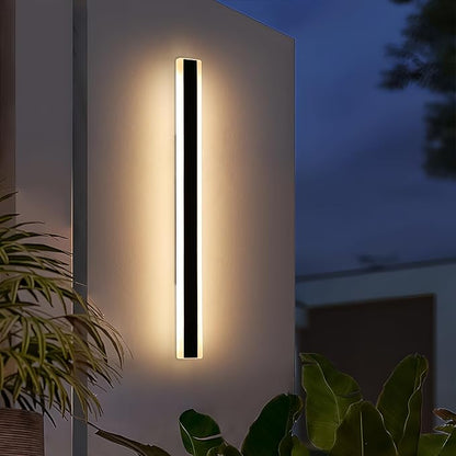 57inch Modern Outdoor Wall Sconce, 3 Color 3000K/4500K/6000K, 50W, IP65 Waterproof Outside Long Wall Lights, Minimalist Linear Wall Lamp Lighting for Balcony, Patio, Porch, Garage