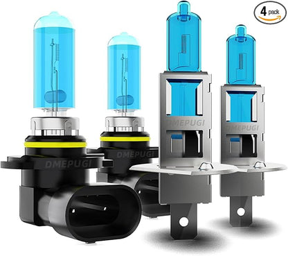 Light Bulbs Compatible with Maxima 2002-2003 halogen Lights Headlights Bulbs, 9005 High Beam + H1 Low Beams, Plug N Play,Pack of 4