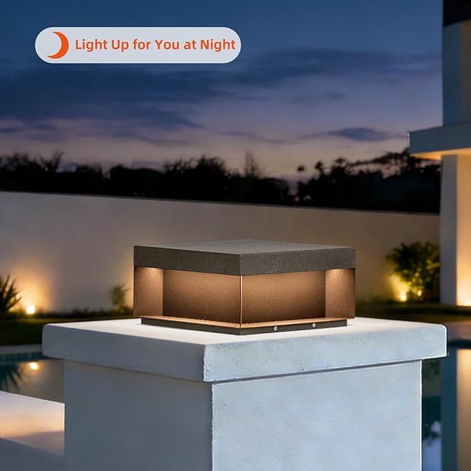Outdoor Post Lights Hard Wired, 11.8'' AC100-240V Modern Outdoor Column Lights, IP54 Waterproof Pillar Light Outside, 3000K Column Light Posts for Outside, Lamp Post Lighting for Fence Deck Patio