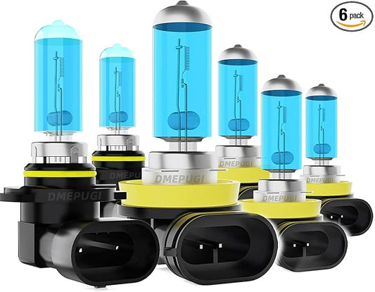 Compatible With Chevy Chevrolet Silverado 2500 1999-2002 halogen Headlight Bulbs, 9005/HB3/H10 High Beam + 9006/HB4 Low Beam halogen Headlight Bulbs + 880 Fog Lights,Plug N Play, Pack of 6