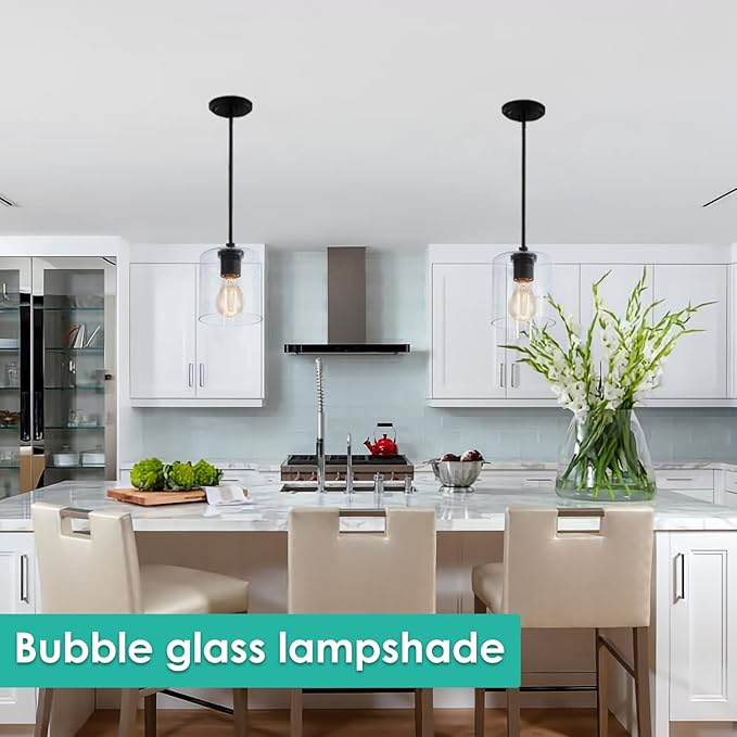 1 Pack Seeded Clear Glass Lamp Shade Replacement Glass Shade for Pendant light, Floor lamp, Desk lamp,Wall Sconces and Bathroom Vanity lights.1-5/8-Inch Fitter Opening